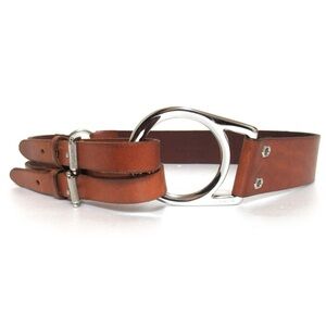 Ralph Lauren Brown Leather Belt with Silver Buckle
